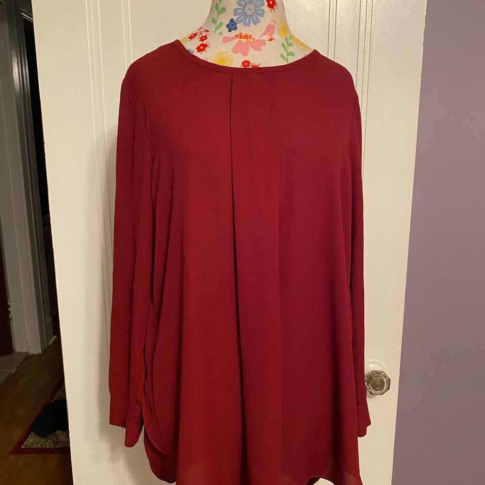 Vince Camuto Deep Red Front Drape Blouse - Picture 6 of 7